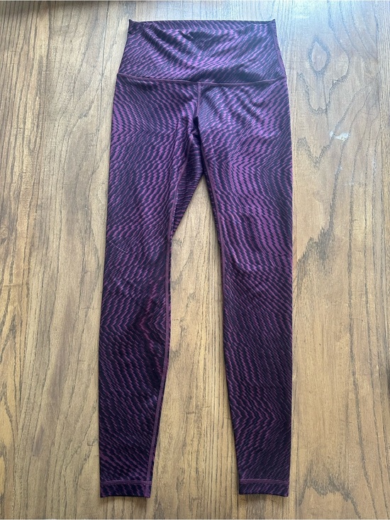 lululemon athletica Pants - Lululemon Full Length Legging Purple & Black Patterned High-Waist Comfy Size 8